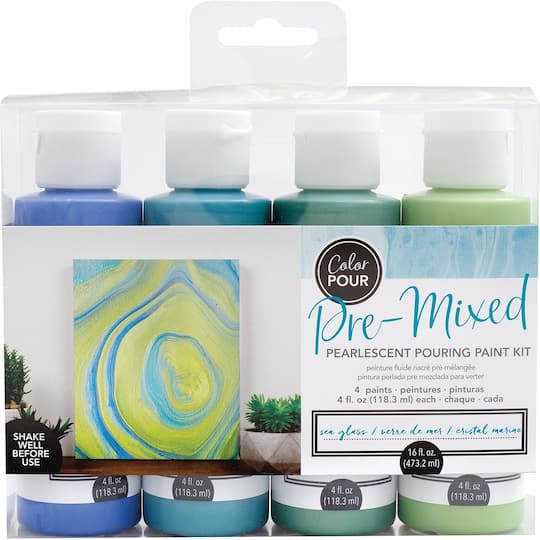 Color Pour Pre-Mixed Sea Glass Pearlescent Paint Kit